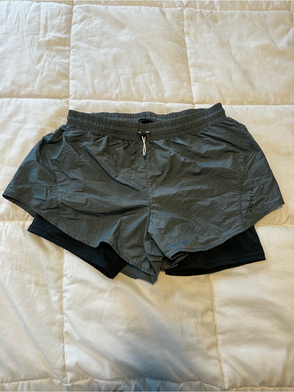 Altavia Two-Layer Athletic Shorts in Slate Gray- size medium